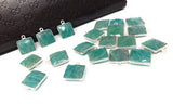 Natural Amazonite Gemstone Charms, Sterling Silver Charms, Jewelry Supplies for Jewelry Making, Wholesale Jewelry Findings, 1 Pc