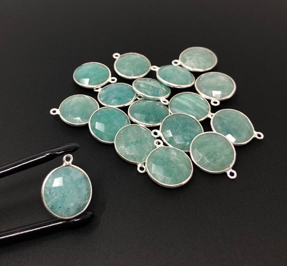 Natural Amazonite Gemstone Charms, Sterling Silver Charms, Jewelry Supplies for Jewelry Making, Wholesale Jewelry Findings, 1 Pc