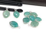 8 Pcs Natural Amazonite Gemstone Charms, Sterling Silver Charms, Jewelry Supplies for Jewelry Making, Wholesale Jewelry Findings