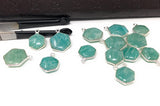 Natural Amazonite Gemstone Charms, Sterling Silver Charms, Jewelry Supplies for Jewelry Making, Wholesale Jewelry Findings, 1 Pc