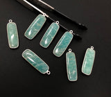 5 Pcs Natural Amazonite Gemstone Charms, Sterling Silver Bar Charms, Jewelry Supplies for DIY Jewelry Making