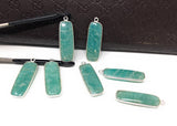 5 Pcs Natural Amazonite Gemstone Charms, Sterling Silver Bar Charms, Jewelry Supplies for DIY Jewelry Making