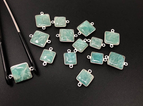 Natural Amazonite Gemstone Connector, Sterling Silver Connectors, Jewelry Supplies for Jewelry Making, Wholesale Jewelry Findings, 1 pc