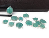 Natural Amazonite Gemstone Connector, Sterling Silver Connectors, Jewelry Supplies for Jewelry Making, Wholesale Jewelry Findings, 1 pc
