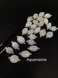 Natural Aquamarine Connectors, Gold Plated Sterling Silver Gemstone Connectors, Jewelry Findings, Jewelry Supplies for Jewelry Making, 1 pc