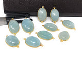 Natural Aquamarine Connectors, Gold Plated Sterling Silver Gemstone Connectors, Jewelry Findings, Jewelry Supplies for Jewelry Making, 1 pc