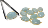 Natural Aquamarine Connectors, Gold Plated Sterling Silver Gemstone Connectors, Jewelry Findings, Jewelry Supplies for Jewelry Making, 1 pc