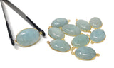 Natural Aquamarine Connectors, Gold Plated Sterling Silver Gemstone Connectors, Jewelry Findings, Jewelry Supplies for Jewelry Making, 1 pc