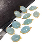 Natural Aquamarine Connectors, Gold Plated Sterling Silver Gemstone Connectors, Jewelry Findings, Jewelry Supplies for Jewelry Making, 1 pc