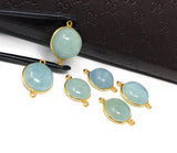 Natural Aquamarine Connectors, Gold Plated Sterling Silver Gemstone Connectors, Jewelry Findings, Jewelry Supplies for Jewelry Making, 1 pc