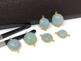 Natural Aquamarine Connectors, Gold Plated Sterling Silver Gemstone Connectors, Jewelry Findings, Jewelry Supplies for Jewelry Making, 1 pc