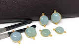 Natural Aquamarine Connectors, Gold Plated Sterling Silver Gemstone Connectors, Jewelry Findings, Jewelry Supplies for Jewelry Making, 1 pc