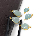 Natural Aquamarine Connectors, Gold Plated Sterling Silver Gemstone Connectors, Jewelry Findings, Jewelry Supplies for Jewelry Making, 1 pc