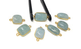 7 pcs Natural Aquamarine Connectors, Gold Plated Sterling Silver Gemstone Connectors, Jewelry Findings, Jewelry Supplies for Jewelry Making