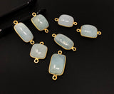 7 pcs Natural Aquamarine Connectors, Gold Plated Sterling Silver Gemstone Connectors, Jewelry Findings, Jewelry Supplies for Jewelry Making