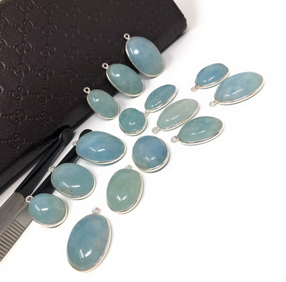 Natural Aquamarine Connectors, Sterling Silver Gemstone Connectors, Jewelry Findings, Jewelry Supplies for Jewelry Making, 1 pc