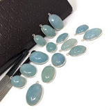 Natural Aquamarine Connectors, Sterling Silver Gemstone Connectors, Jewelry Findings, Jewelry Supplies for Jewelry Making, 1 pc
