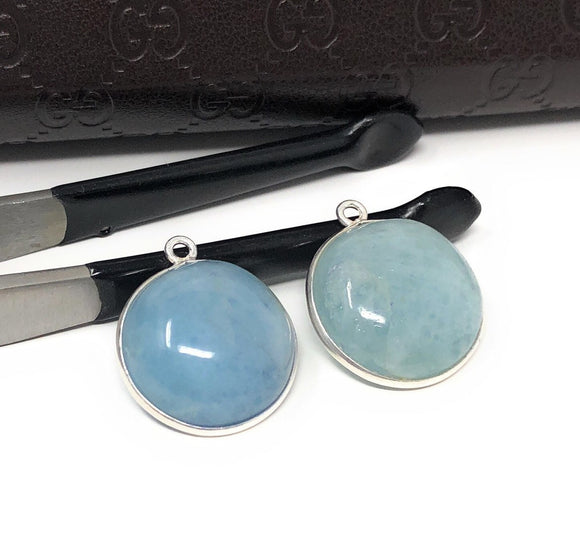 Natural Aquamarine Connectors, Sterling Silver Gemstone Connectors, Jewelry Findings, Jewelry Supplies for Jewelry Making, 1 pc