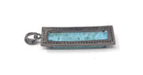 Larimar Pendant, Gemstone Bar Pendant, Silver Pendant, Natural Larimar, Diamond Pendant, Pave Diamond Pendant, Sterling Silver Pendant, DIY