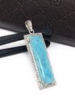 Natural Larimar Gemstone Diamond Pendant, Sterling Silver Jewelry, Wholesale Pendants, Pave Diamond Pendant, Gifts for Her