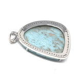 Larimar Gemstone Pendant, Sterling Silver Pave Diamond Pendant, Natural Gemstone Jewelry, Gifts for Her, Wholesale Jewelry Supplies