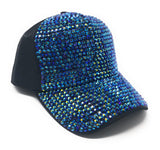 Rhinestones Baseball Cap, Bling Hat, Adjustable Hat, Blue Rhinestone Bling Hat, Rhinestone Sun Visors Baseball Cap