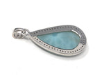 Larimar Gemstone Diamond Pendant, Sterling Silver Chakra Jewelry, Spiritual Healing Crystal Pendant, December Birthstone Gifts for Her