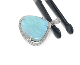 Larimar Gemstone Pendant, Sterling Silver Pave Diamond Pendant, Natural Gemstone Jewelry, Gifts for Her, Wholesale Jewelry Supplies