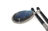 Labradorite Pave Diamond Pendant, Labradorite Gemstone Pendant, Sterling Silver Jewelry, DIY Wholesale Pendants , Gifts for Her