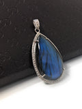 Labradorite Pave Diamond Pendant, Labradorite Gemstone Pendant, Sterling Silver Jewelry, DIY Wholesale Pendants , Gifts for Her