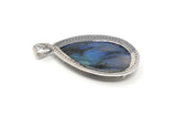 Labradorite Diamond Pendant, Sterling Silver Spiritual Healing Gemstone Jewelry, Chakra Energy Balancing Jewelry, Handmade Crytsal Pendant