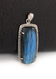 Labradorite Pave Diamond Pendant, Labradorite Gemstone Pendant, Sterling Silver Jewelry, DIY Wholesale Pendants , Gifts for Her