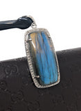 Labradorite Pave Diamond Pendant, Labradorite Gemstone Pendant, Sterling Silver Jewelry, DIY Wholesale Pendants , Gifts for Her