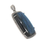 Labradorite Pave Diamond Pendant, Labradorite Gemstone Pendant, Sterling Silver Jewelry, DIY Wholesale Pendants , Gifts for Her