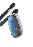 Labradorite Pave Diamond Pendant, Labradorite Gemstone Pendant, Sterling Silver Jewelry, DIY Wholesale Pendants , Gifts for Her