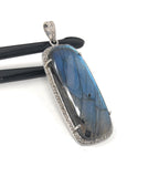 Labradorite Pave Diamond Pendant, Labradorite Gemstone Pendant, Sterling Silver Jewelry, DIY Wholesale Pendants , Gifts for Her