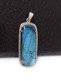 Labradorite Pave Diamond Pendant, Labradorite Gemstone Pendant, Sterling Silver Jewelry, DIY Wholesale Pendants , Gifts for Her