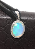 Ethiopian Opal Pendant, Gemstone Pendant, Diamond Pendant, Sterling Silver Opal Pendant, Pave Diamond Jewelry, Gifts for Her