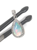 Ethiopian Opal Pendant, Gemstone Pendant, Diamond Pendant, Sterling Silver Opal Pendant, Pave Diamond Jewelry, Gifts for Her
