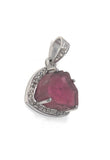 Watermelon Tourmaline Diamond Pendant, Gemstone Pendant, Sterling Silver Watermelon Tourmaline Slice Pendant, October Birthstone Jewelry