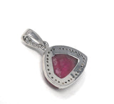 Watermelon Tourmaline Diamond Pendant, Gemstone Pendant, Sterling Silver Watermelon Tourmaline Slice Pendant, October Birthstone Jewelry