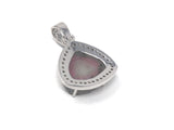Watermelon Tourmaline Diamond Pendant, Gemstone Pendant, Sterling Silver Watermelon Tourmaline Slice Pendant, October Birthstone Jewelry