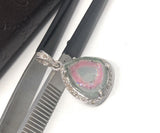 Watermelon Tourmaline Diamond Pendant, Gemstone Pendant, Sterling Silver Watermelon Tourmaline Slice Pendant, October Birthstone Jewelry