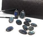 10Pcs/13 Pcs Labradorite Gemstone Charms, Sterling Silver Bulk Charms, Large Labradorite Charms for DIY Jewelry Making, 23x13mm - 30x18mm