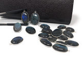 10Pcs/13 Pcs Labradorite Gemstone Charms, Sterling Silver Bulk Charms, Large Labradorite Charms for DIY Jewelry Making, 23x13mm - 30x18mm