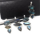 Labradorite Gemstone Pendant, Sterling Silver Gemstone Jewelry, DIY Pendant Jewelry Supplies , Gifts for Her, 1 Pc