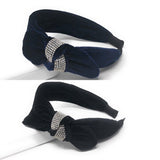 Wide Headband for Girls, Bohemian Side Knot Velvet Headbands for Women, Vintage Style Retro Hairbands, Twisted Knot Rhinestone Head Band, 1