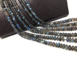 Labradorite Gemstone Beads - Blue Flash Smooth Labradorite Beads, Bulk Wholesale Beads for Jewelry Making, 7-8mm, 16" Strand