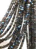 Labradorite Gemstone Beads - Blue Flash Smooth Labradorite Beads, Bulk Wholesale Beads for Jewelry Making, 7-8mm, 16" Strand