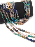 Natural Multi Stone Gemstone Coin Beads, Mix Stone Gemstone Beads, Bulk Wholesale Beads for Jewelry Making, 6-8mm, 15.5" Strand